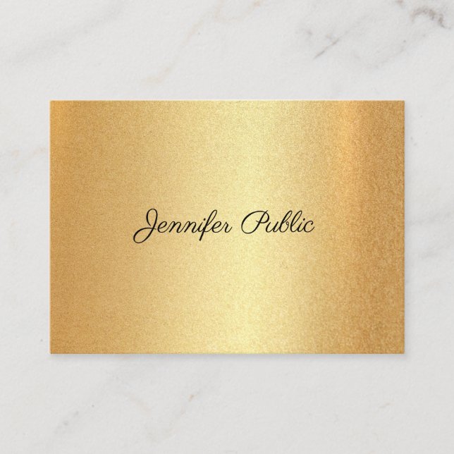 Imitate Gold Glitzer Handschrift Elegante Kalligra Visitenkarte (Vorderseite)