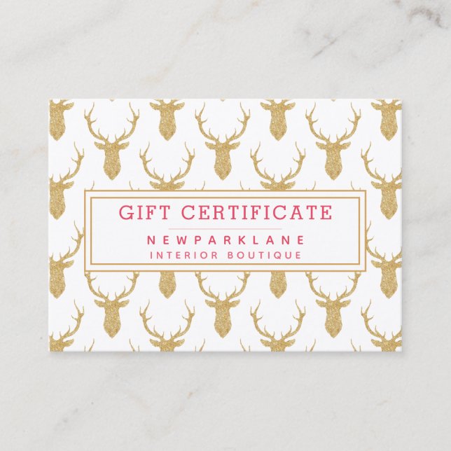 Imitate Gold Glitzer Hirsch Weihnachtsgeschenk-Zer Visitenkarte (Vorderseite)