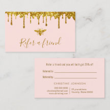 Imitate Gold Glitzer Honig auf rosa Referenzkarte