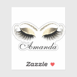 Imitate Gold Glitzer Makeup Artist Lashes Name Aufkleber