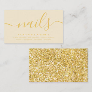 Imitate Gold Glitzer Nageltechniker Creme Visitenkarte