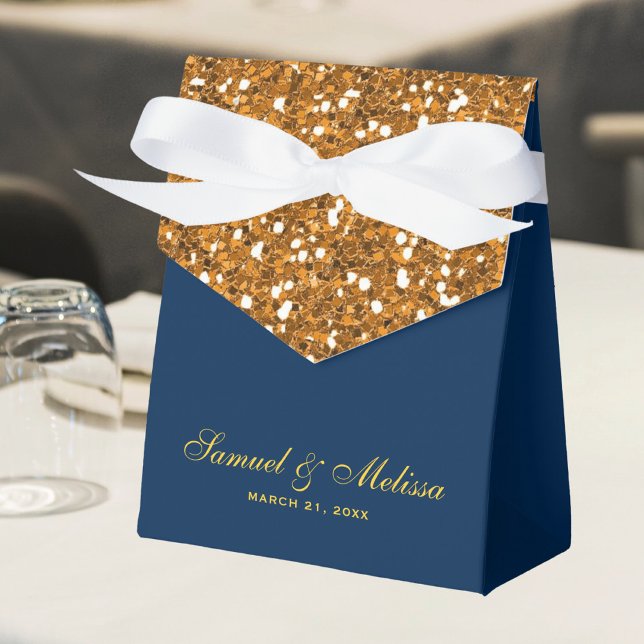 Imitate Gold Glitzer Navy Blue Wedding Geschenkschachtel (Von Creator hochgeladen)