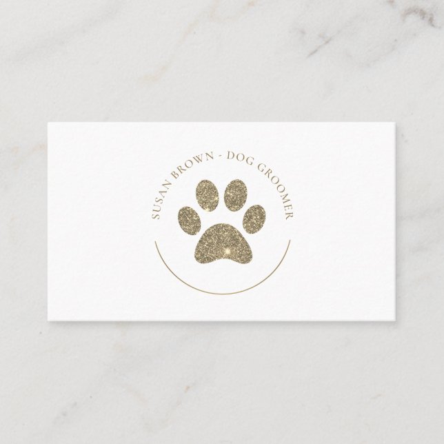 Imitate Gold Glitzer Paw Print Logos Visitenkarte (Vorderseite)