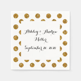 Imitate Gold Glitzer Polka Dots Muster auf Weiß Serviette