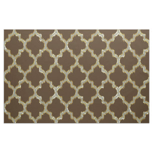 Imitate Gold Glitzer Quatrefolie Ikat mit brauner Stoff