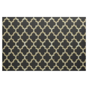 Imitate Gold Glitzer Quatrefolie Ikat Stoff