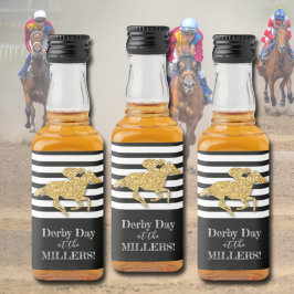 Imitate Gold Glitzer Race Horst auf schwarzen Stre Alkoholflaschenetikett