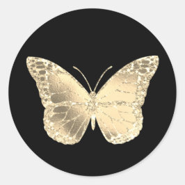 Imitate Gold Glitzer Schmetterling Klassischer Run Runder Aufkleber