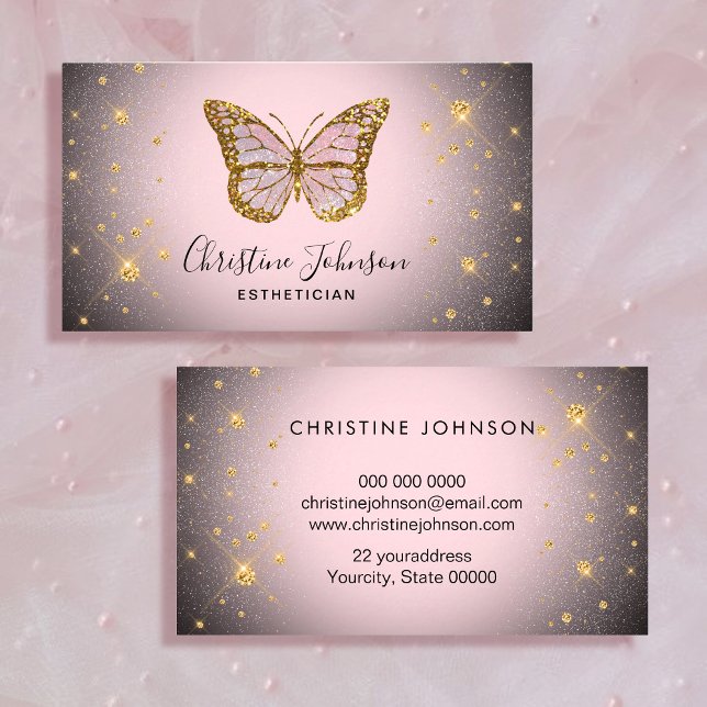 Imitate Gold Glitzer Schmetterling Logo Visitenkar Visitenkarte (Von Creator hochgeladen)