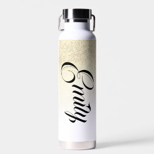 Imitate Gold Glitzer Script Monogram Water Bottle Trinkflasche