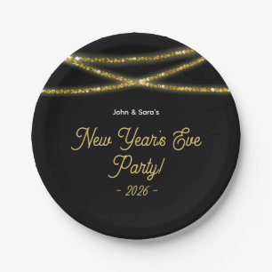 Imitate Gold Glitzer Silvester Party Pappteller