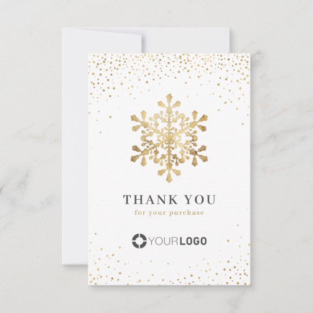 Imitate Gold Glitzer Snowflakes Weihnachten Dankeskarte (Vorderseite)