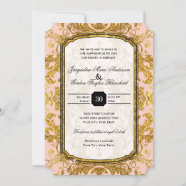 Imitate Gold Glitzer Ticket Style Vintage Typograf Einladung