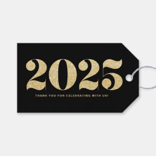 Imitate Gold Glitzer Typografie glücklich Neues Ja Geschenkanhänger