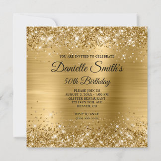 Imitate Gold Glitzer und Foil 50. Geburtstag Einladung