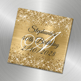 Imitate Gold Glitzer und Foil Monogram 40. Geburts Magnet