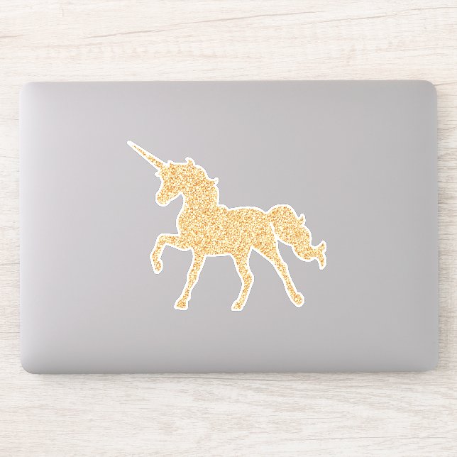 Imitate Gold Glitzer Unicorn Glam Vinyl Sticker (Computer)