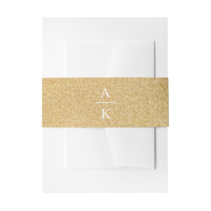 Imitate Gold Glitzer Wedding Monogram  Einladungsbanderole