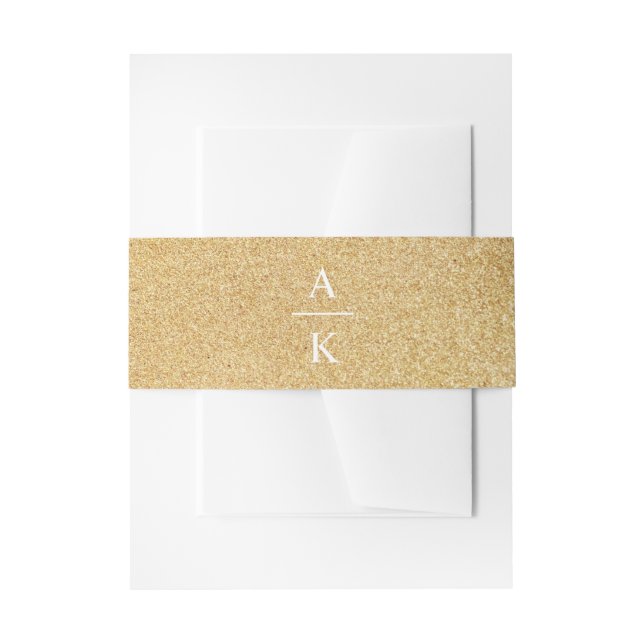 Imitate Gold Glitzer Wedding Monogram  Einladungsbanderole (Vorderseite Beispiel)