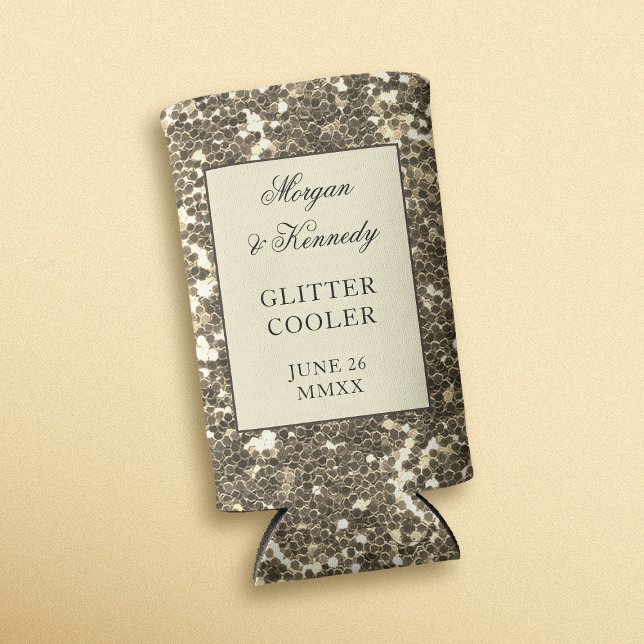 Imitate Gold Glitzer Wedding Party Selters Dosenkühler (Faux Gold Glitter Wedding Party Seltzer Can Cooler with space for your details)