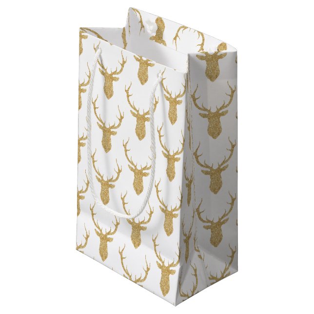 Imitate Gold Glitzer Weihnachtsbaum Kleine Geschenktüte (Vorderseite Schrägansicht)