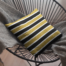Imitate Gold Glitzer Weiße und schwarze Streifen Kissen