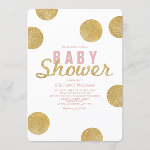 Imitate Gold Glitzer Weißrosa Kinderdusche Einladu Einladung