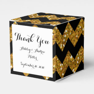 Imitate Gold Glitzer Zickzack Muster Schwarz Solid Geschenkschachtel