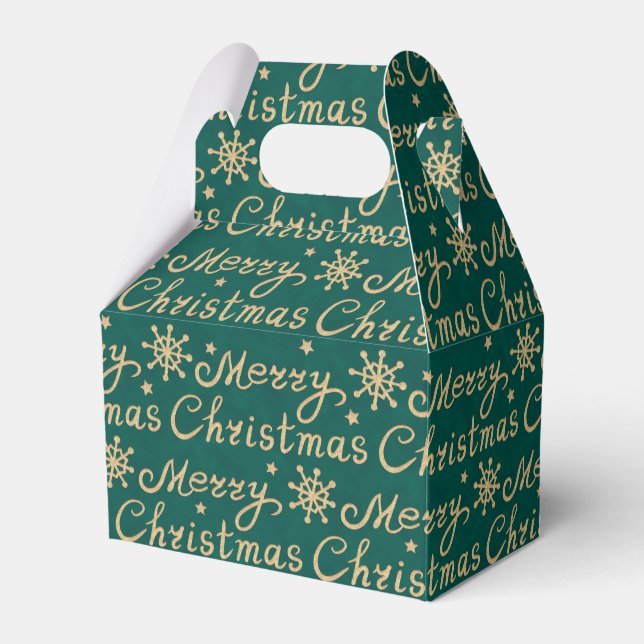 Imitate Gold & Green Frohe Weihnachtsbriefe Geschenkschachtel (Vorderseite)