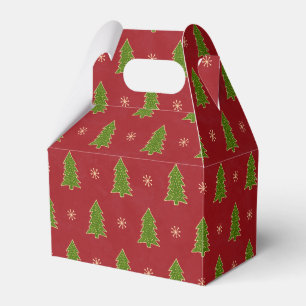 Imitate Gold Green Red Christmas Trees Muster Geschenkschachtel