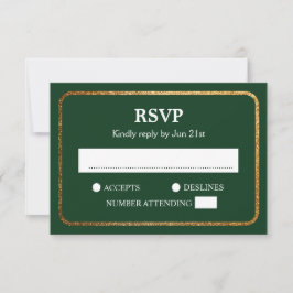 Imitate Gold Grün Moderne Elegante Hochzeit RSVP Karte