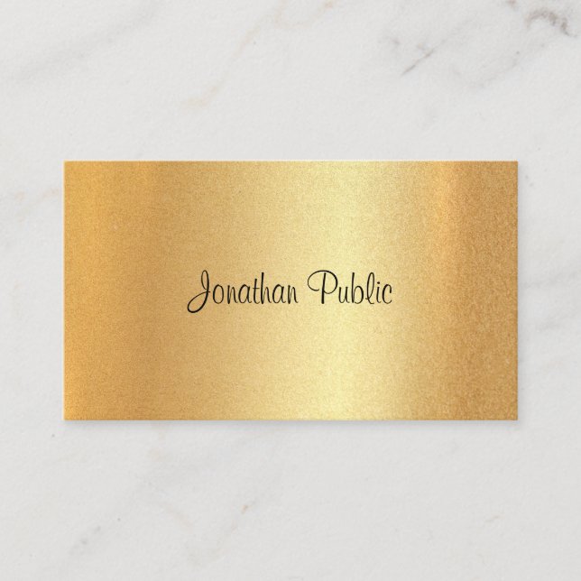 Imitate Gold Hand Script Elegante Kalligrafie Mode Visitenkarte (Vorderseite)