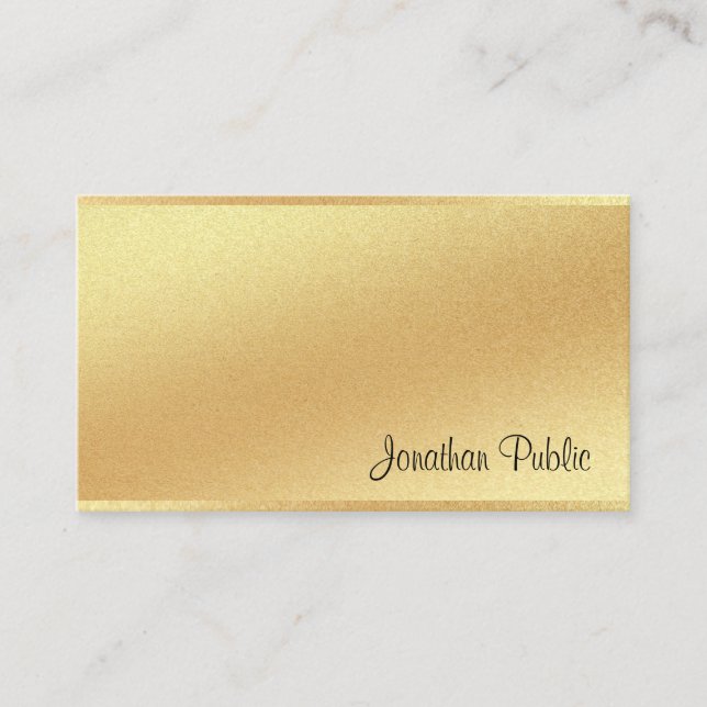 Imitate Gold Hand Script Exzellente Design-Kalligr Visitenkarte (Vorderseite)