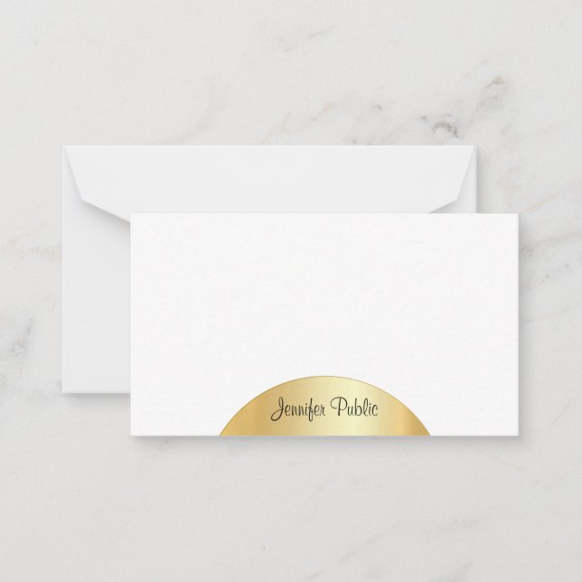 Imitate Gold handgeschriebene Monogramm-Vorlage Mitteilungskarte (Vorderseite)