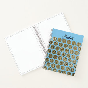 Imitate Gold Hexagonal Muster Personalisiert Notizbuch
