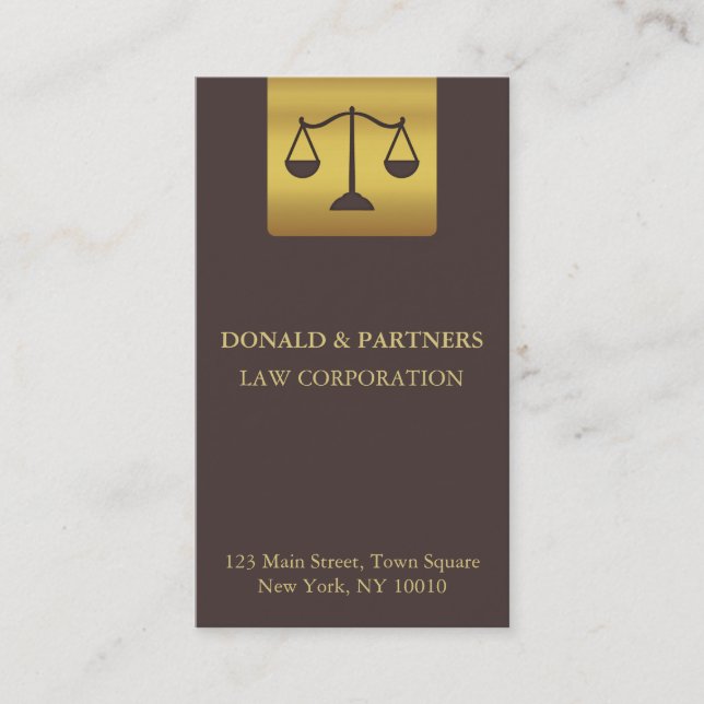 Imitate Gold Justice Scales Law Attorney Visitenkarte (Vorderseite)