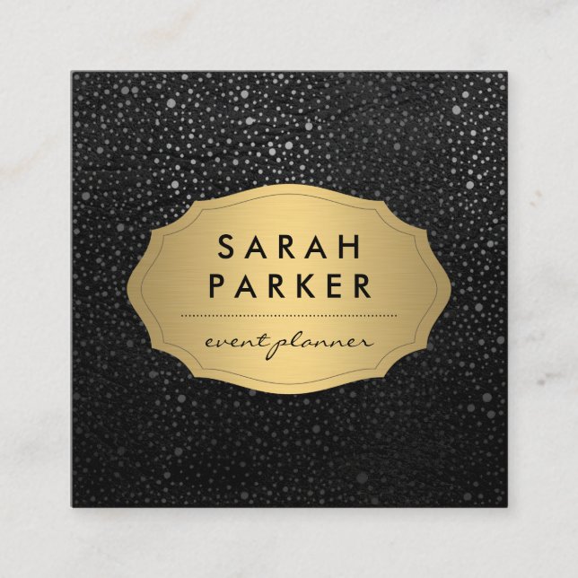 Imitate Gold Label mit schicken Metallic Dot Muste Quadratische Visitenkarte (Vorderseite)