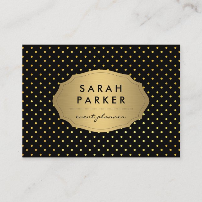 Imitate Gold Label Polka Dot Muster Visitenkarte (Vorderseite)