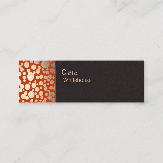 Imitate Gold Leaf Circle Pattern Orange Business C Mini Visitenkarte (Vorderseite)