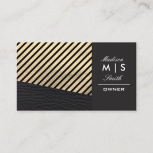 Imitate Gold Leder und Black Leather Trim Streifen Visitenkarte