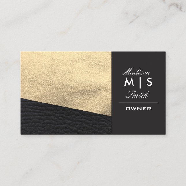 Imitate Gold Leder und Black Leather Trimm Visitenkarte (Vorderseite)