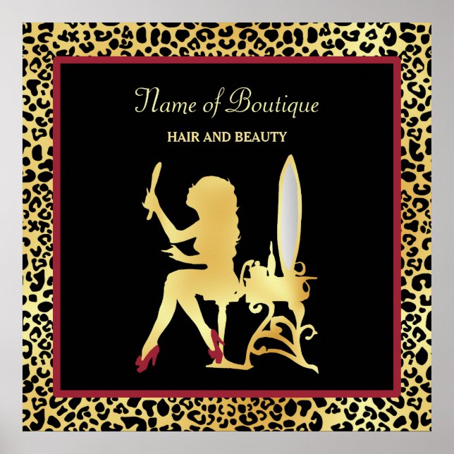 IMITATE Gold Leopard Printwerbung Frauenhair Bouti Poster (Vorne)