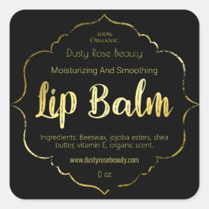 Imitate Gold Lip Balm Label Handmade Business Quadratischer Aufkleber