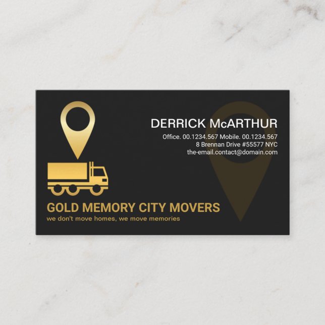 Imitate Gold LKW Location Icon Logistics Mover Visitenkarte (Vorderseite)