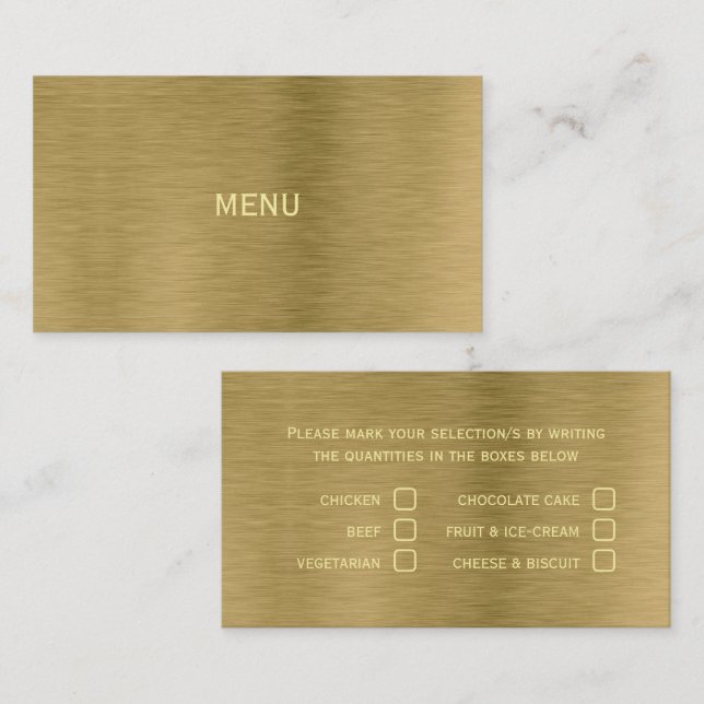Imitate Gold Metal Textur Menü Auswahlkarte Visitenkarte (Vorne/Hinten)