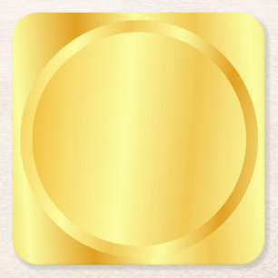 Imitate Gold Metallic Look Elegante Leere Vorlage Rechteckiger Pappuntersetzer