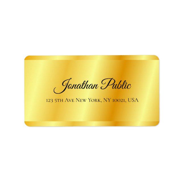 Imitate Gold Metallic Look Handgeschriebener Skrip Adressaufkleber (Vorne)