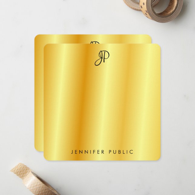 Imitate Gold Metallic Look Kalligraphierte Monogra Mitteilungskarte (Vorderseite/Rückseite Beispiel)