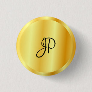 Imitate Gold Metallic Look Mit Monogramm Template Button