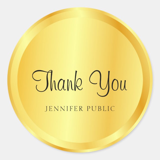 Imitate Gold Metallic Look Script Trendy Elegant Runder Aufkleber (Vorderseite)